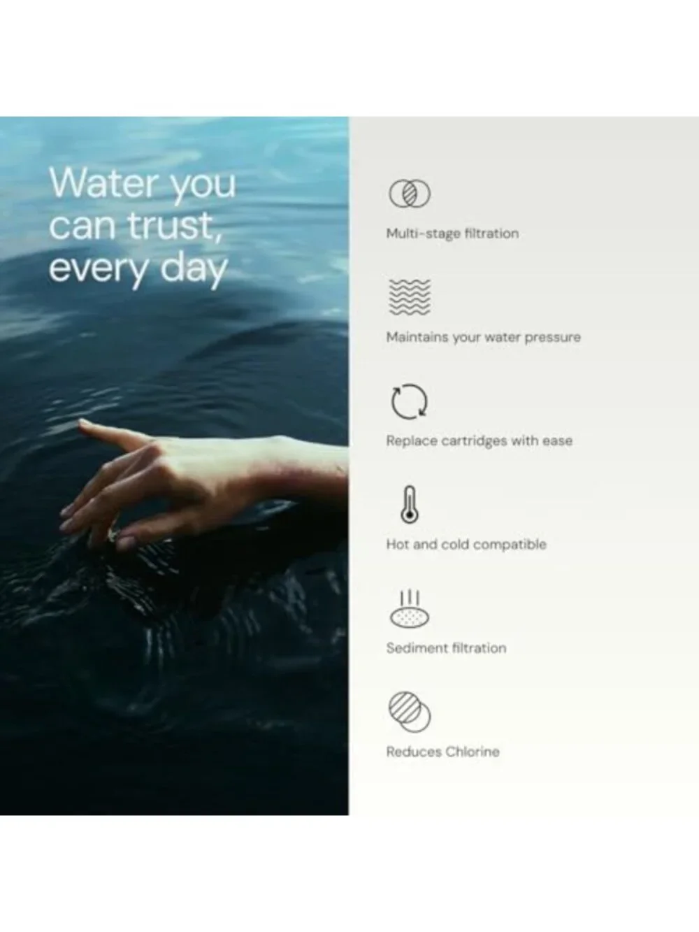 Daily Essential Chrome Shower Filter - Removes Chlorine & Improves Water Quality